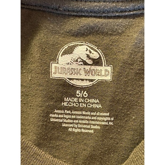 Jurassic World Shirt Boy's 5/6 Dinosaur Dark Green - Picture 6 of 11